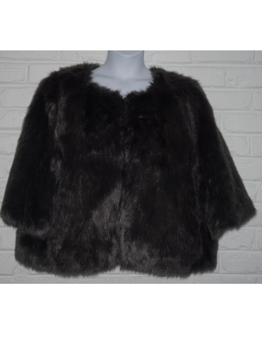 Banana Republic Cropped Fur Cape Coat Size: XL New Slate Gray Women's Feminine